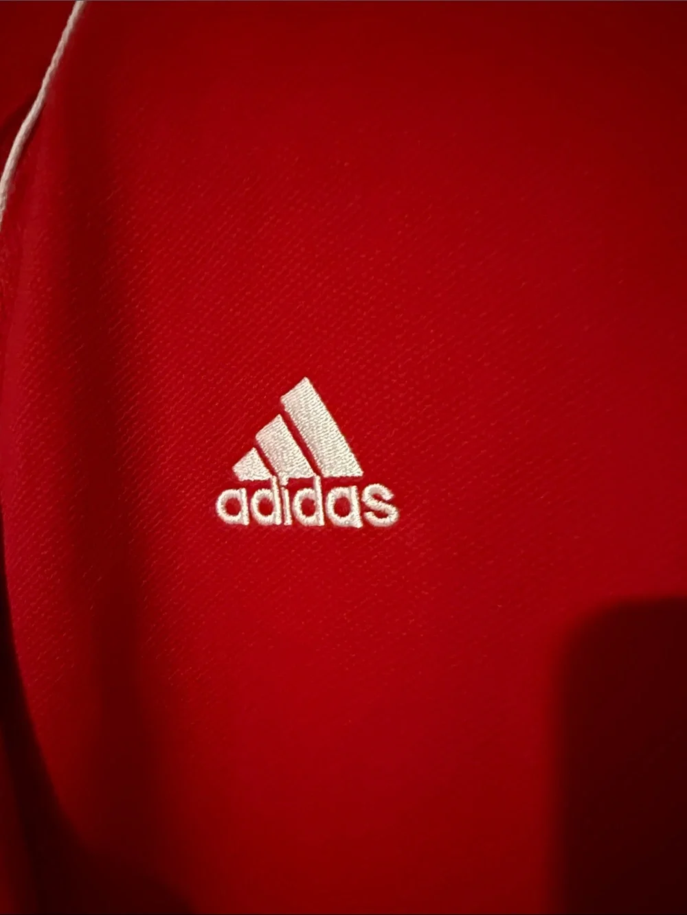 adidas Red Short-Sleeve Polo with Silver Accents